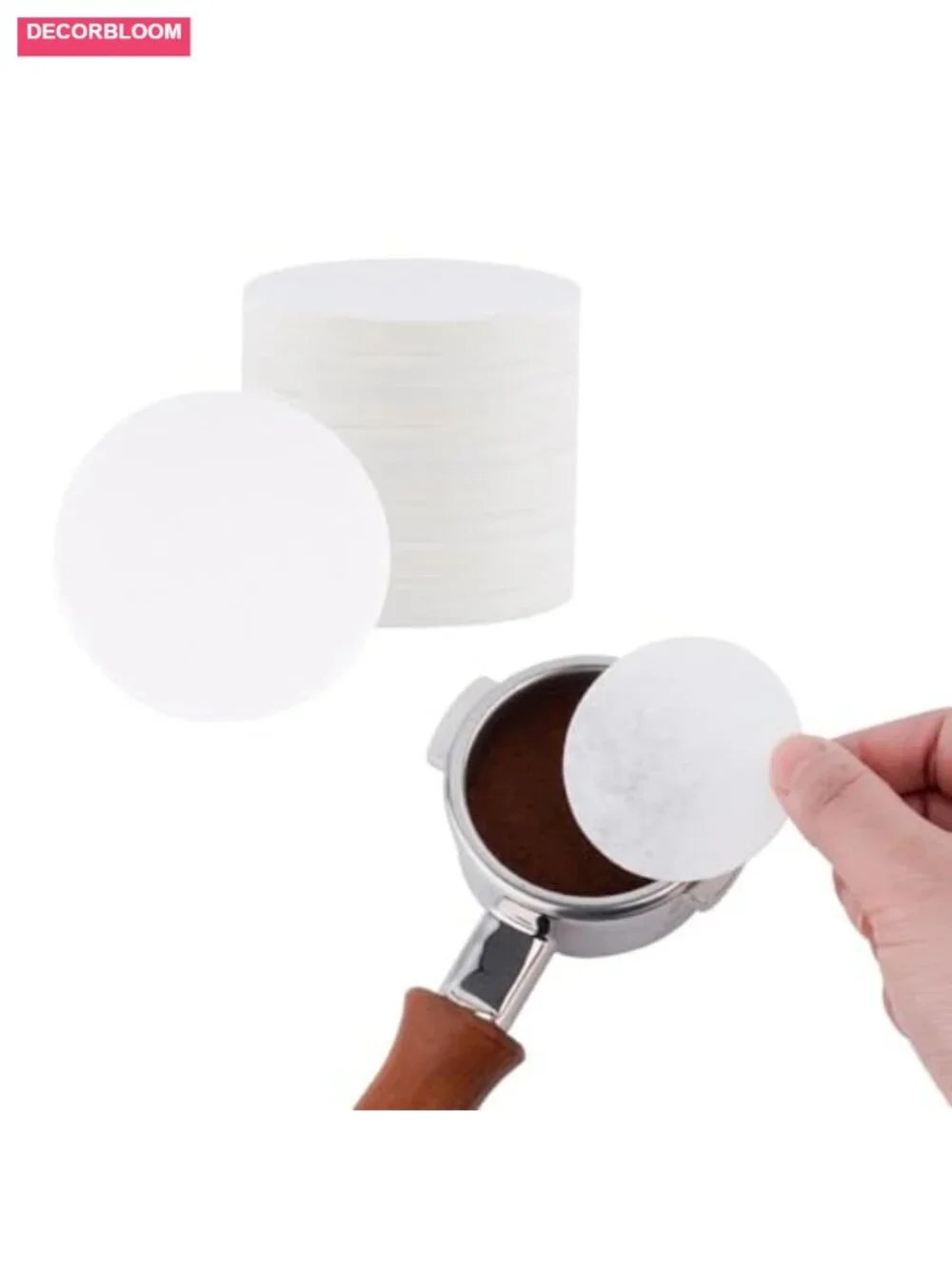 Coffee Filter Holder with 500 Disposable Filters, Wooden Lid, Clear Acrylic